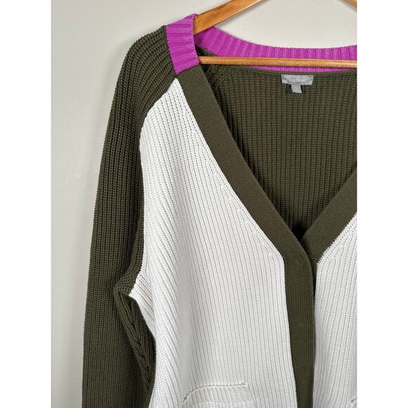 T By Talbots Color Block Cardigan Sweater Button Up Size XL Sold Out Online - Picture 3 of 9